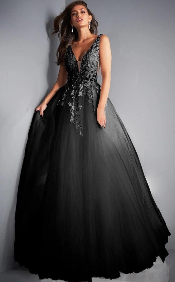 Black Ball Gown Spaghetti Straps Long Prom Dress Party Dress With Lace –  Simidress
